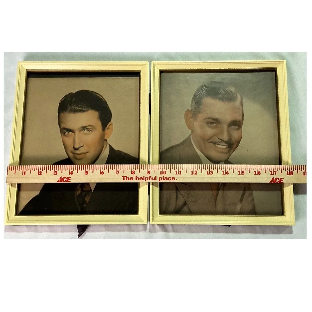 Vintage Clark Gable & James Stewart Folding Double Portrait Frame‎ MGM